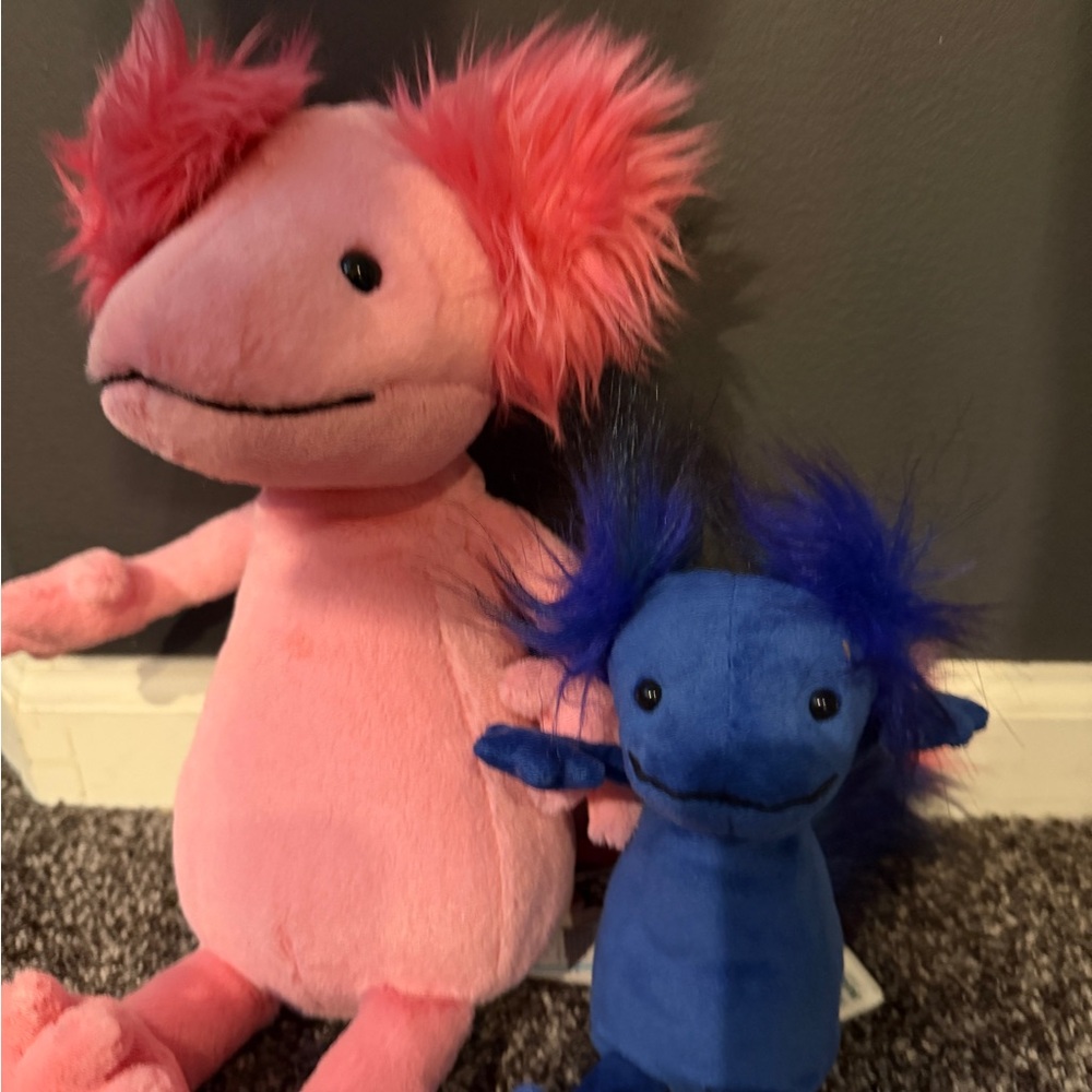Pink and Blue Plush Axolotl Set jelly cats with tags